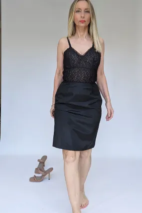 1950s Black Slip Cocktail Dress