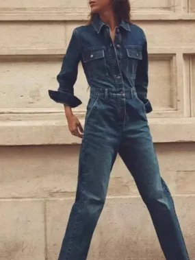 Blue denim long sleeves painter jumper