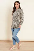 Brown Zebra Print Oversized Shirt