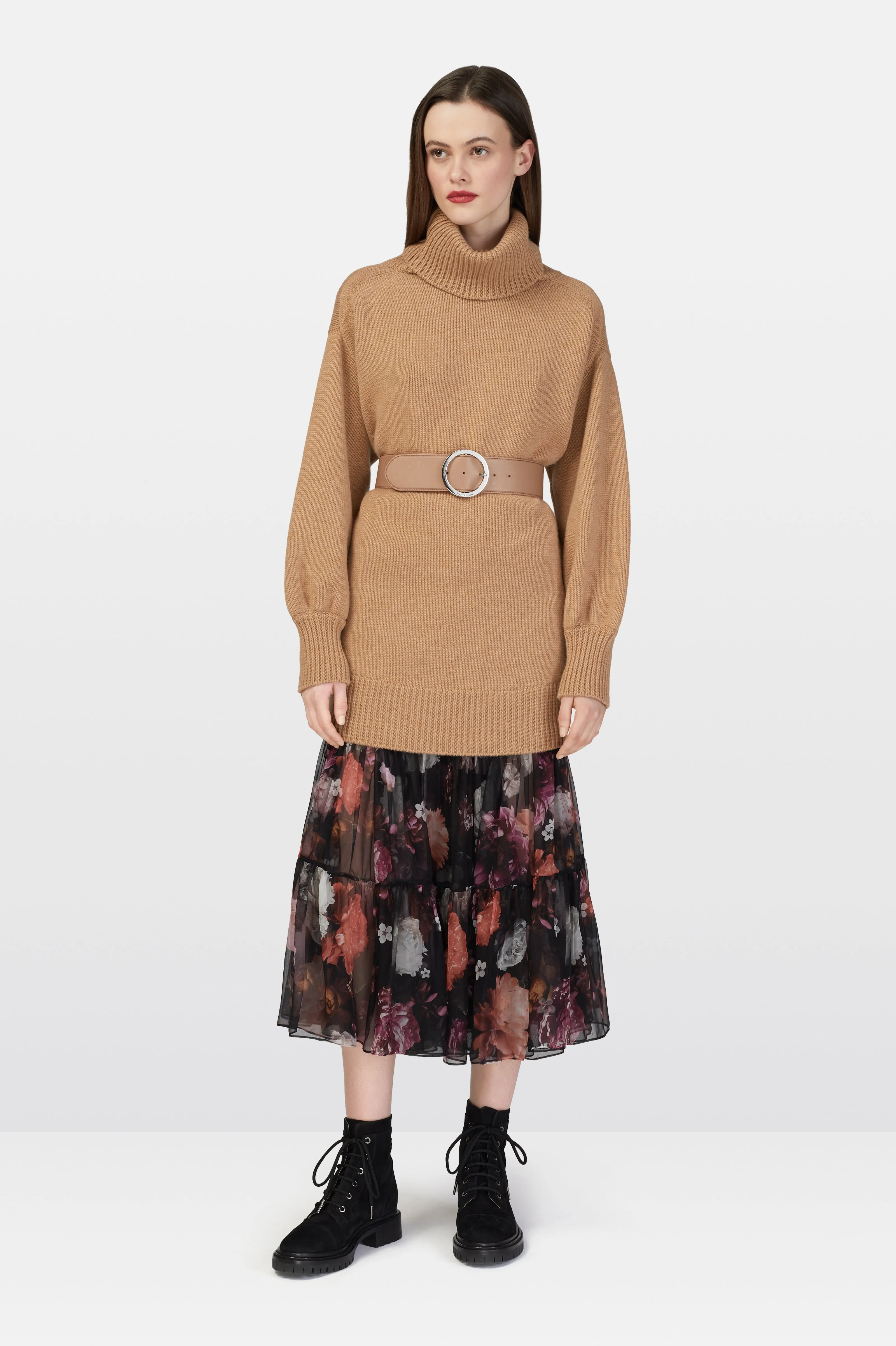 Camel Cashmere Turtleneck Jumper