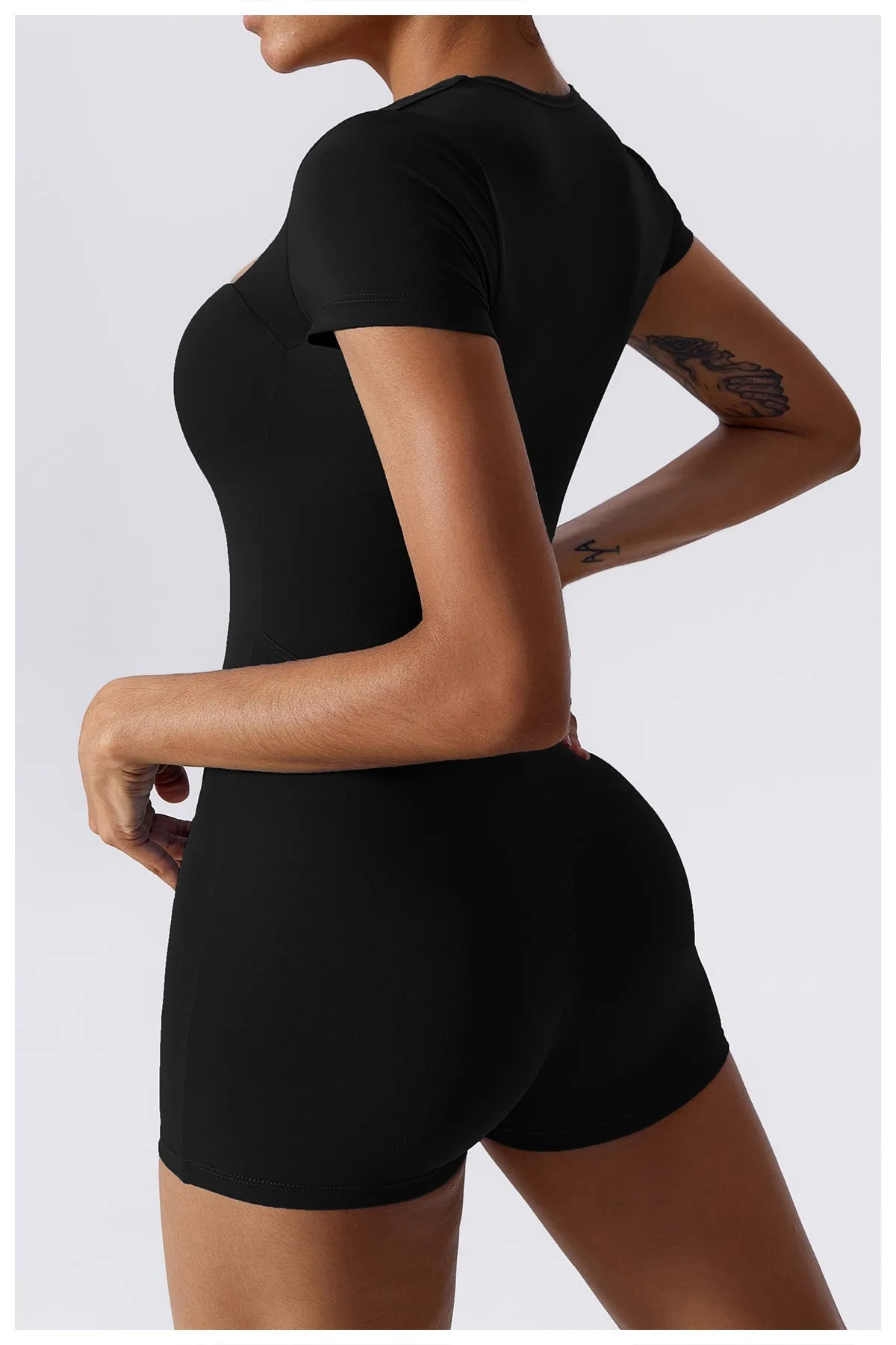 Cap Sleeve Square Neck Yoga Romper