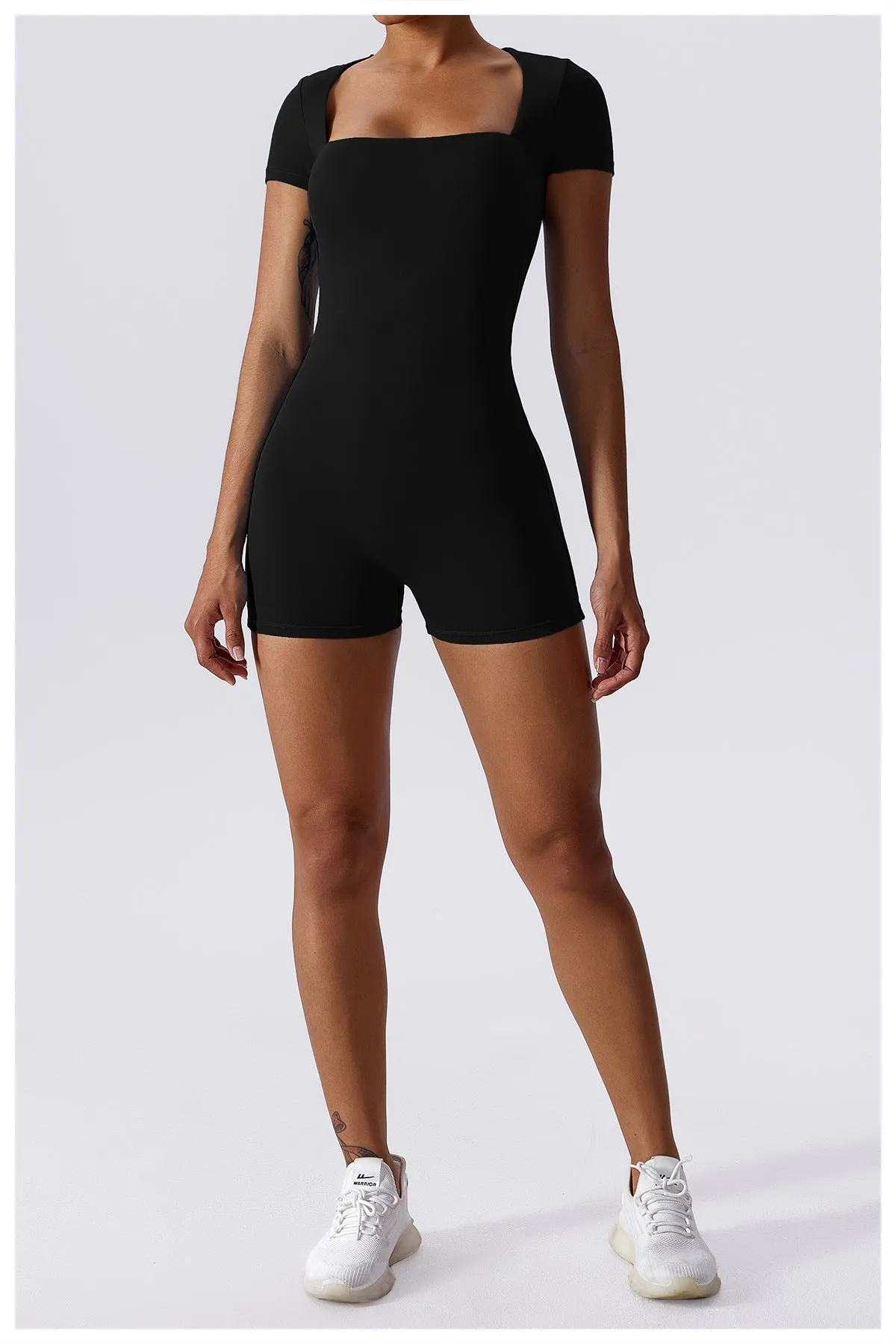 Cap Sleeve Square Neck Yoga Romper