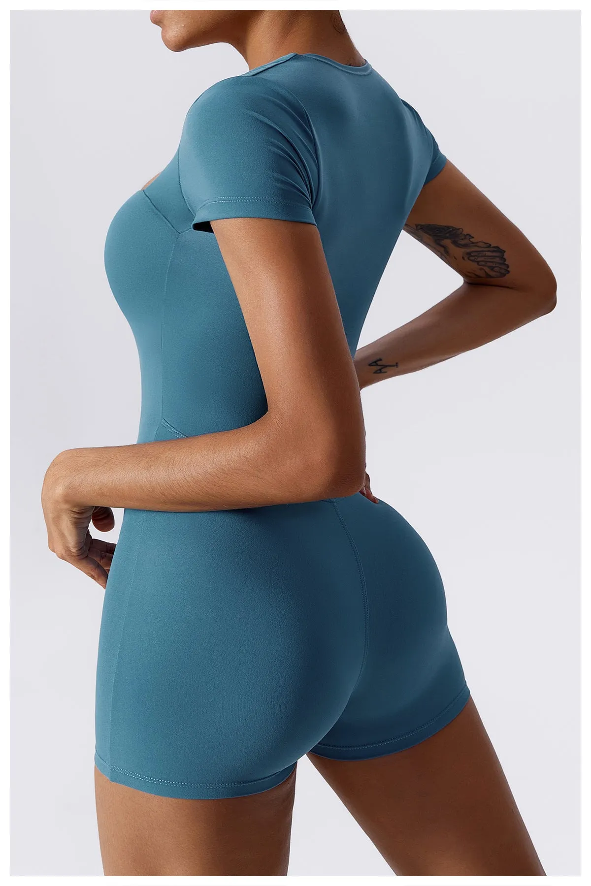 Cap Sleeve Square Neck Yoga Romper