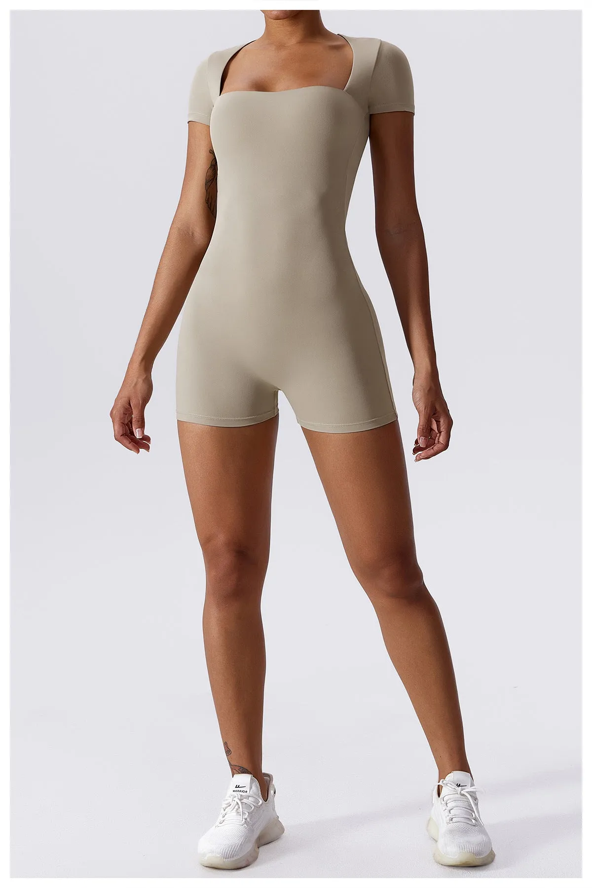 Cap Sleeve Square Neck Yoga Romper
