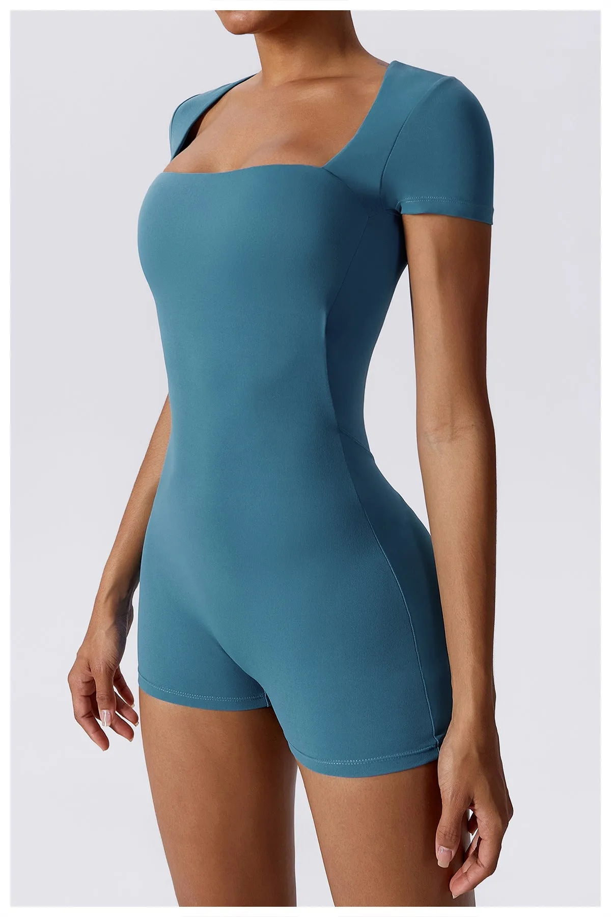 Cap Sleeve Square Neck Yoga Romper