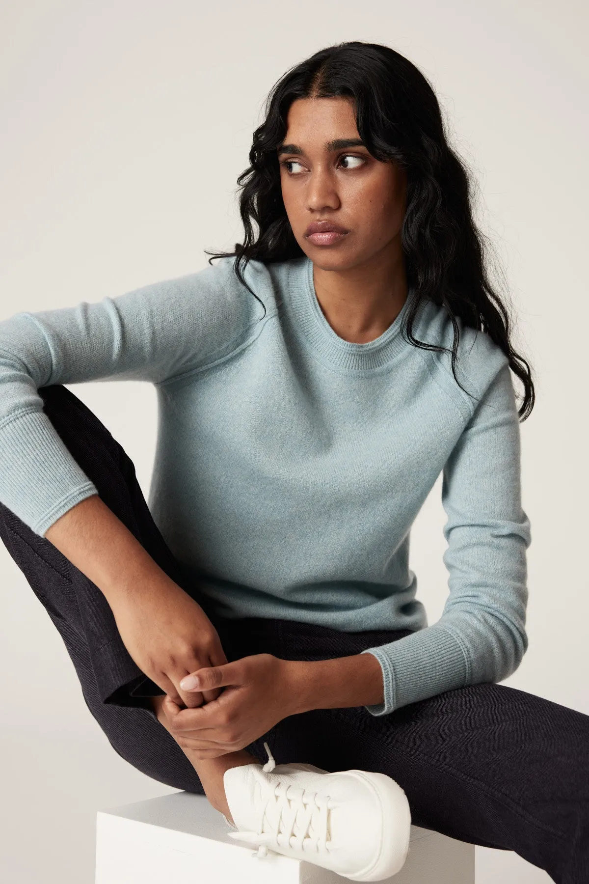 Cashmere Crew Jumper - Ice Blue