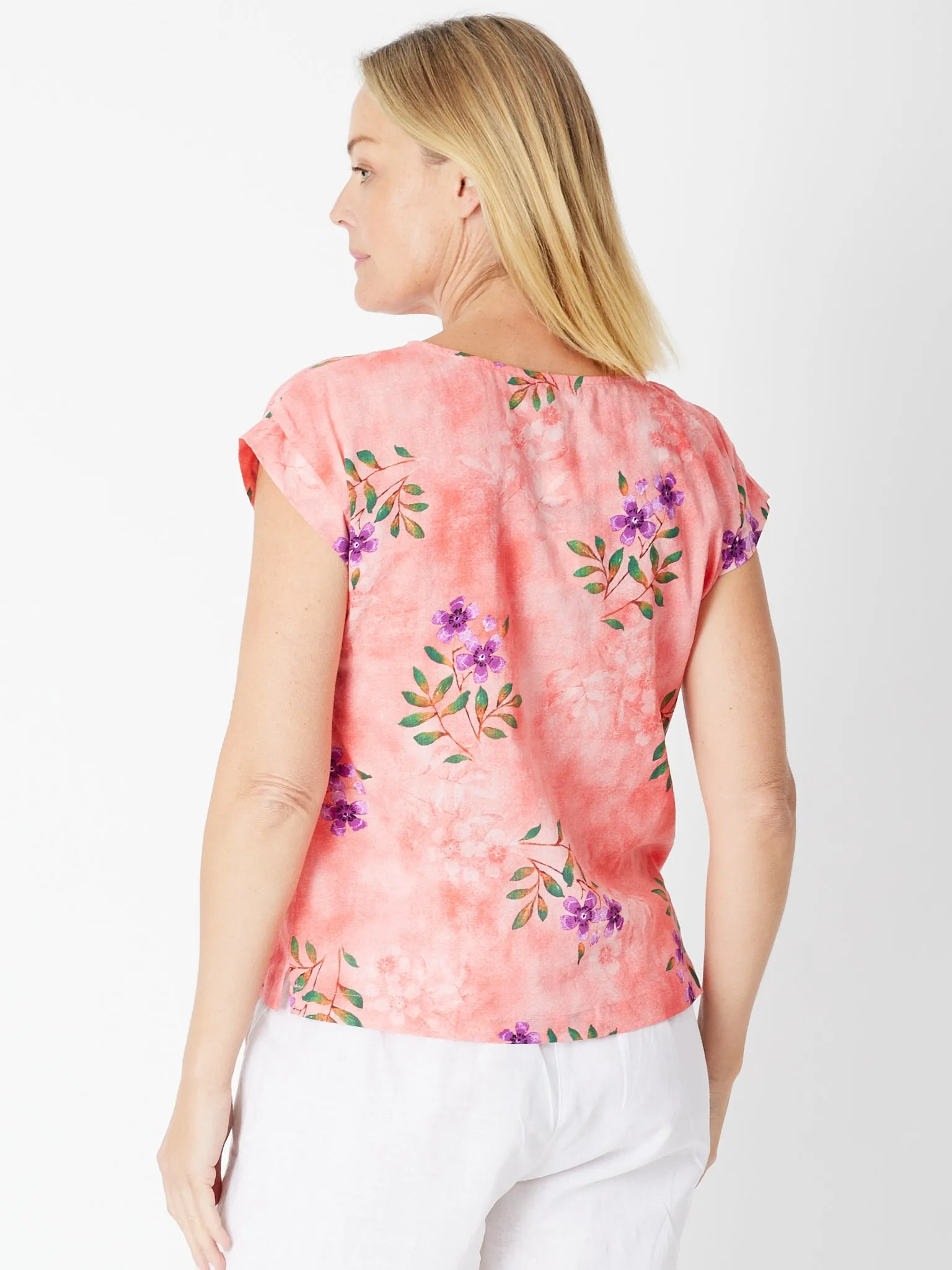COTTON VOILE PRINT TARIN TOP- MELON 30405- S