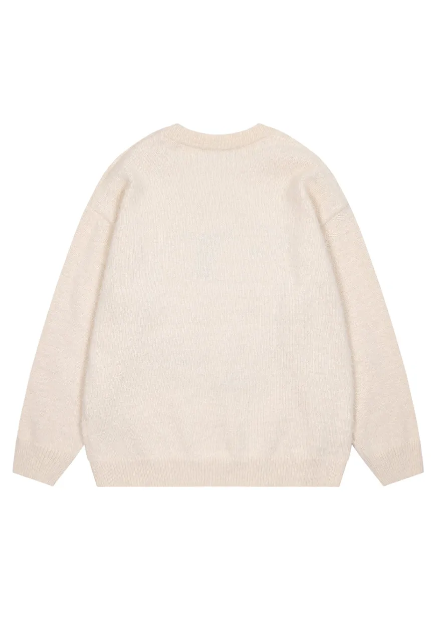 Dog patchwork sweater fluffy jumper puppy top in cream