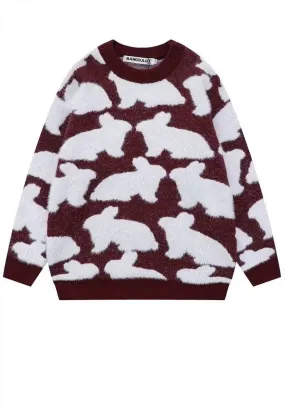 Fluffy sweater knitted rabbit jumper distressed punk top