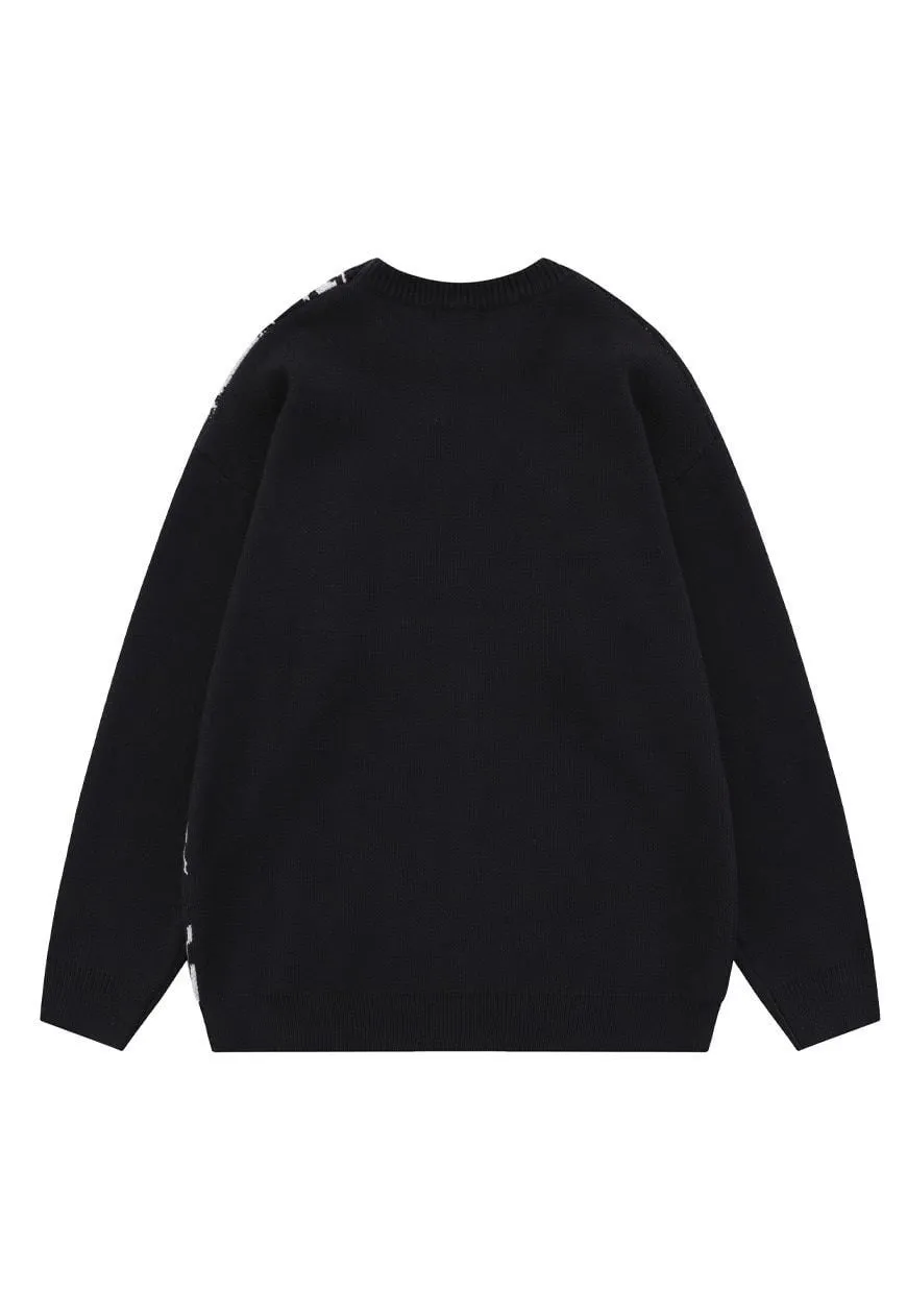 Grim reaper sweater knitted retro Gothic pattern jumper