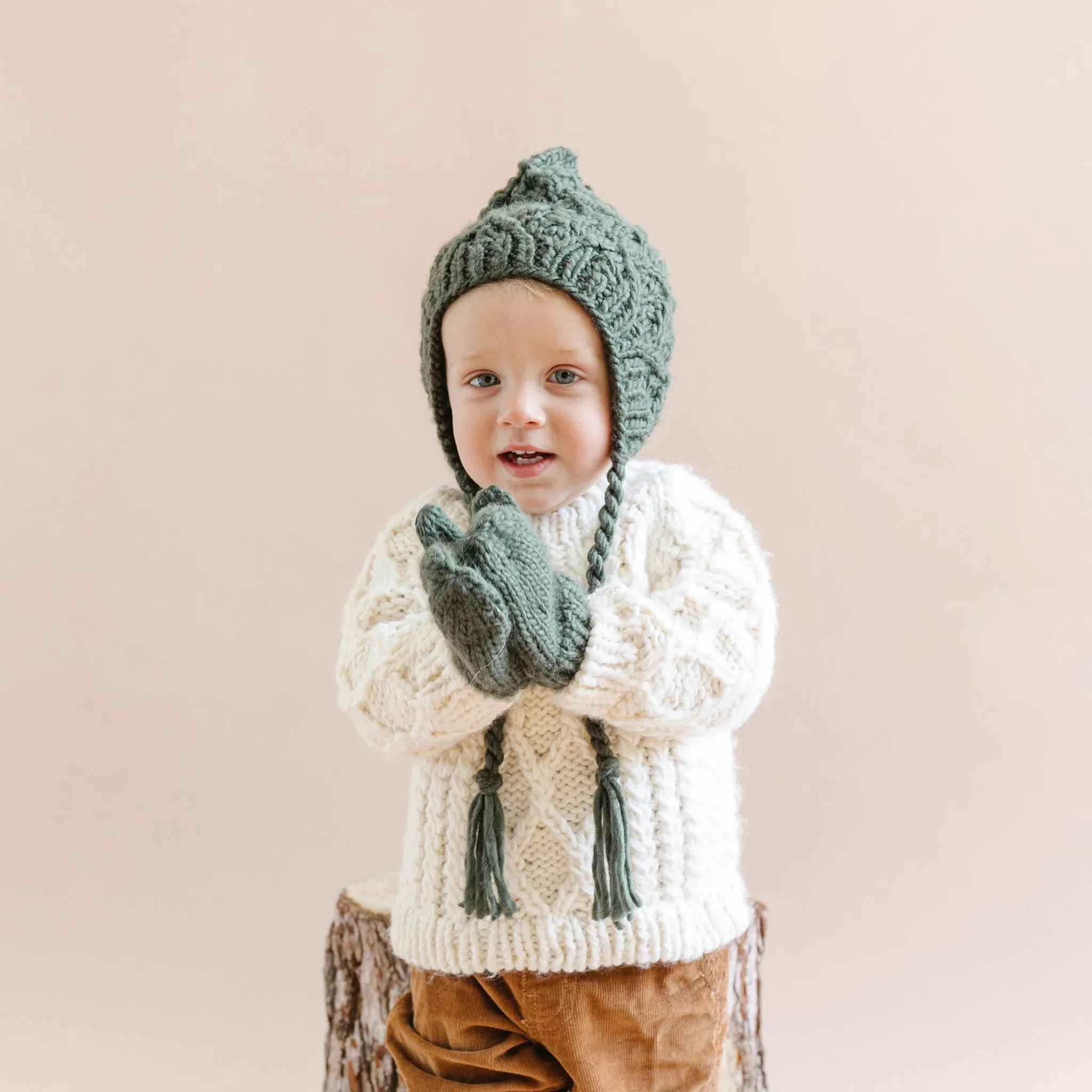 Hand Knit Mittens - Mauve