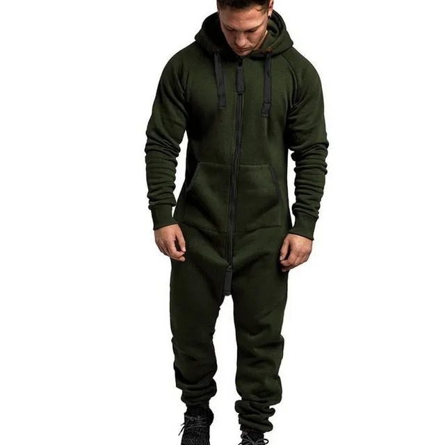 Herren Sets Herren Jumpsuit ein Stück Herren Kapuze Jumpsuit Camouflage Print Persönlichkeit Casual Anzüge Männer