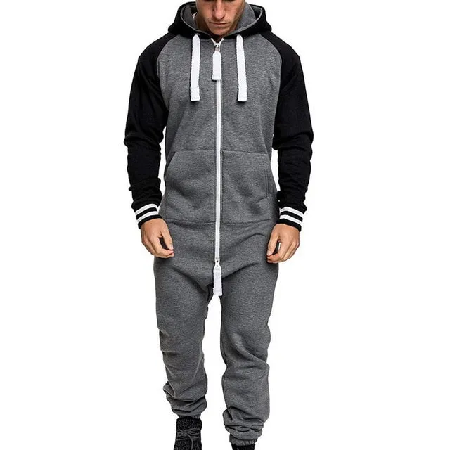 Herren Sets Herren Jumpsuit ein Stück Herren Kapuze Jumpsuit Camouflage Print Persönlichkeit Casual Anzüge Männer