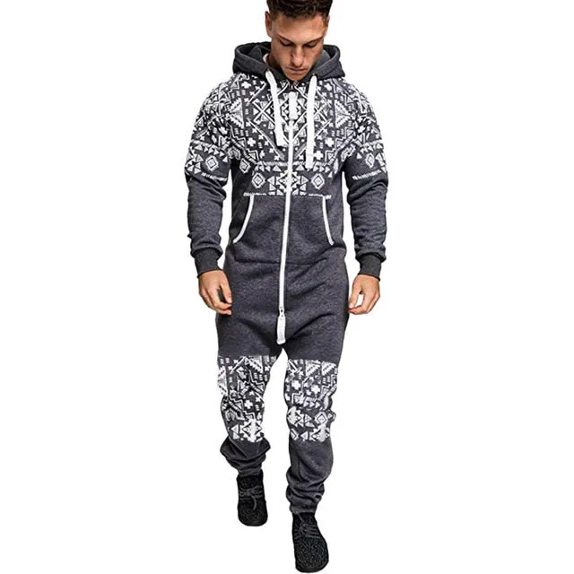 Herren Sets Herren Jumpsuit ein Stück Herren Kapuze Jumpsuit Camouflage Print Persönlichkeit Casual Anzüge Männer