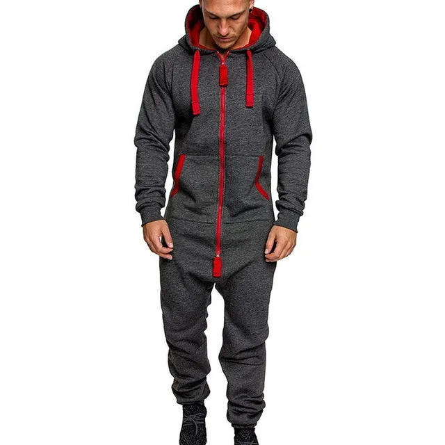 Herren Sets Herren Jumpsuit ein Stück Herren Kapuze Jumpsuit Camouflage Print Persönlichkeit Casual Anzüge Männer