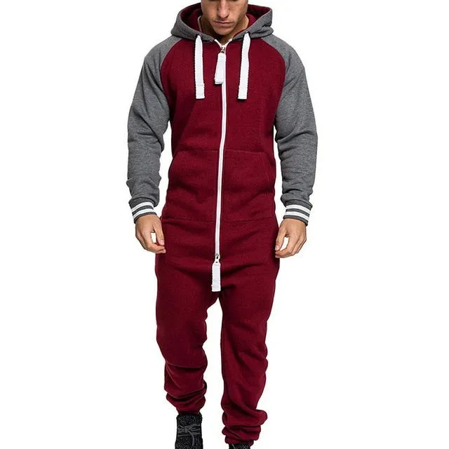 Herren Sets Herren Jumpsuit ein Stück Herren Kapuze Jumpsuit Camouflage Print Persönlichkeit Casual Anzüge Männer