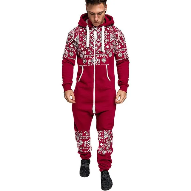 Herren Sets Herren Jumpsuit ein Stück Herren Kapuze Jumpsuit Camouflage Print Persönlichkeit Casual Anzüge Männer