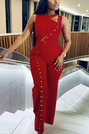 JD393 Sleeveless Wide Leg Jumpsuits