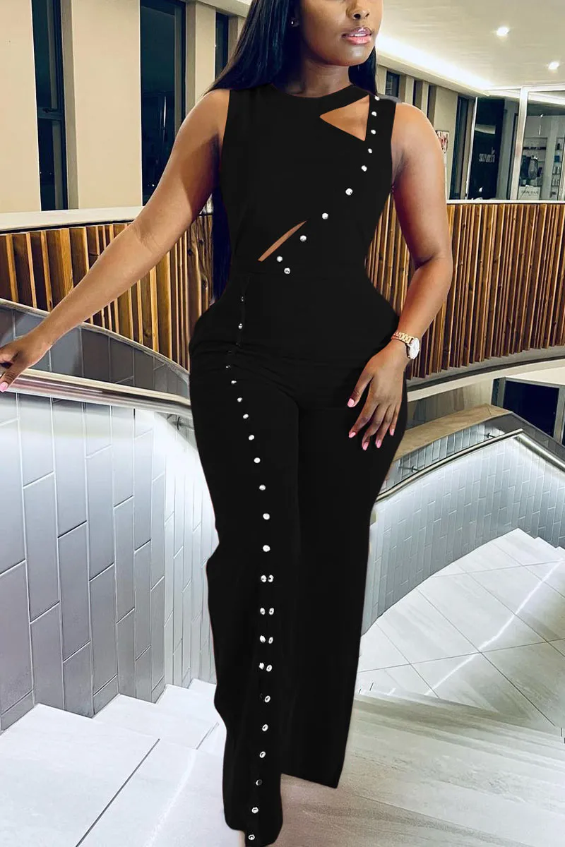 JD393 Sleeveless Wide Leg Jumpsuits