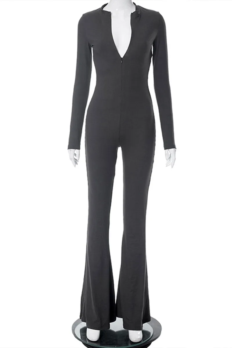 JJ0490 Bootcut Bodycon Jumpsuits