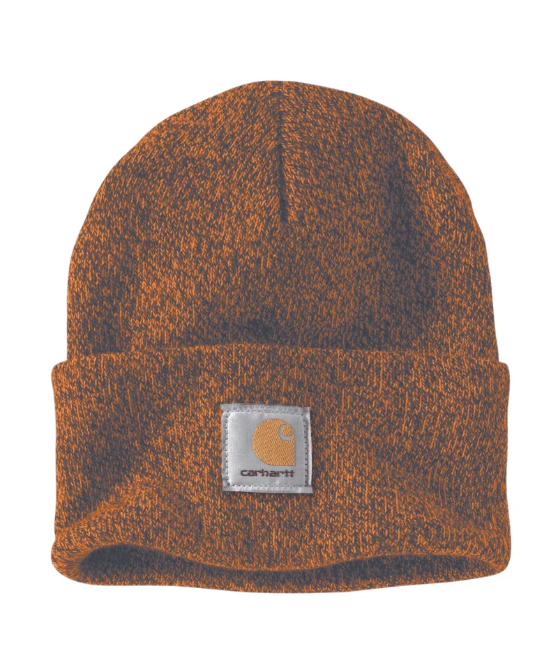 Knit Cuffed Beanie - Rust / Coal Marl