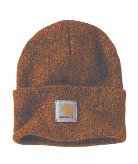 Knit Cuffed Beanie - Rust / Coal Marl