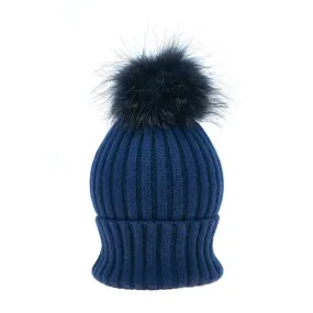 Navy Vail Hat and Pom-Pom Set