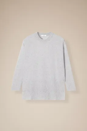 NICHE LIGHT GREY CASHMERE CREW NECK SWEATER