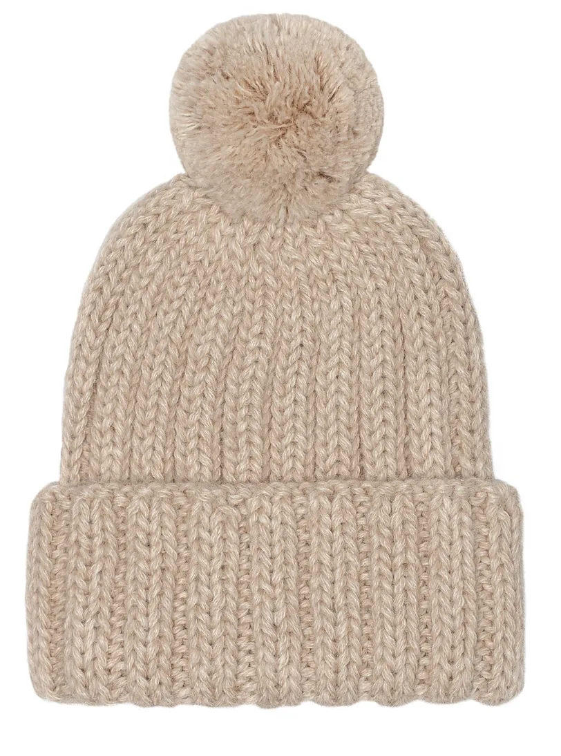 Oatmeal Pom Pom Beanie