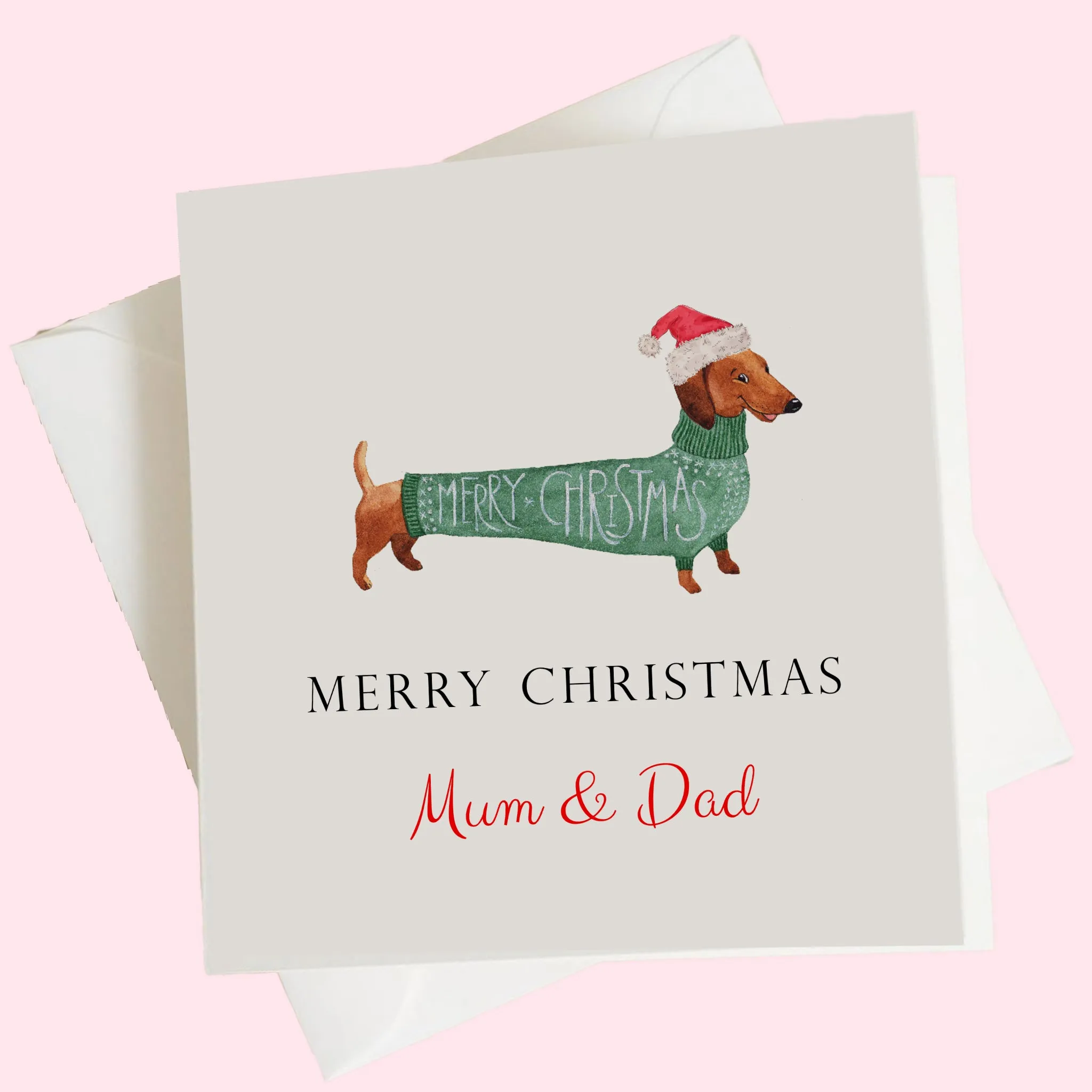 Personalised Christmas Card Daschund Dog