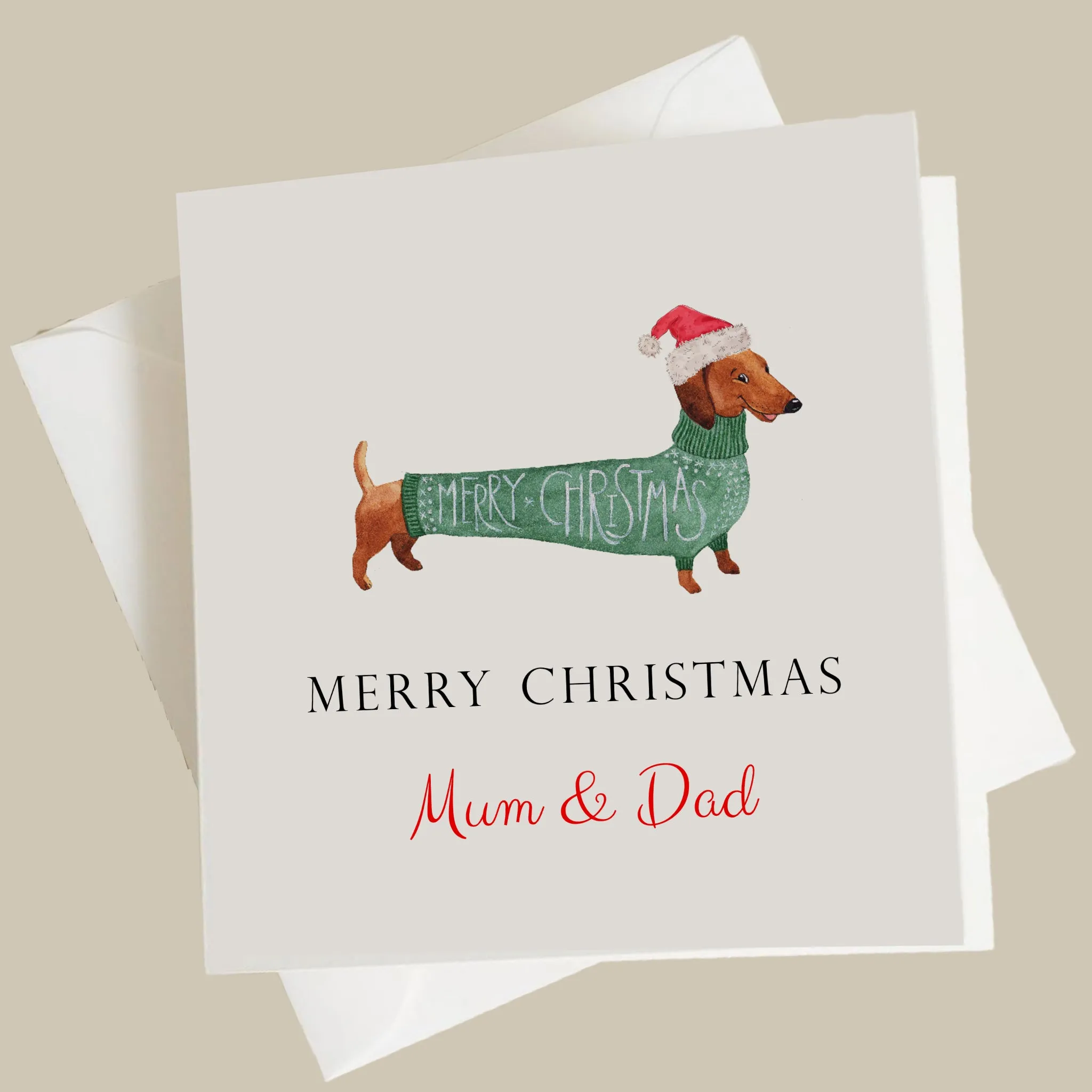 Personalised Christmas Card Daschund Dog