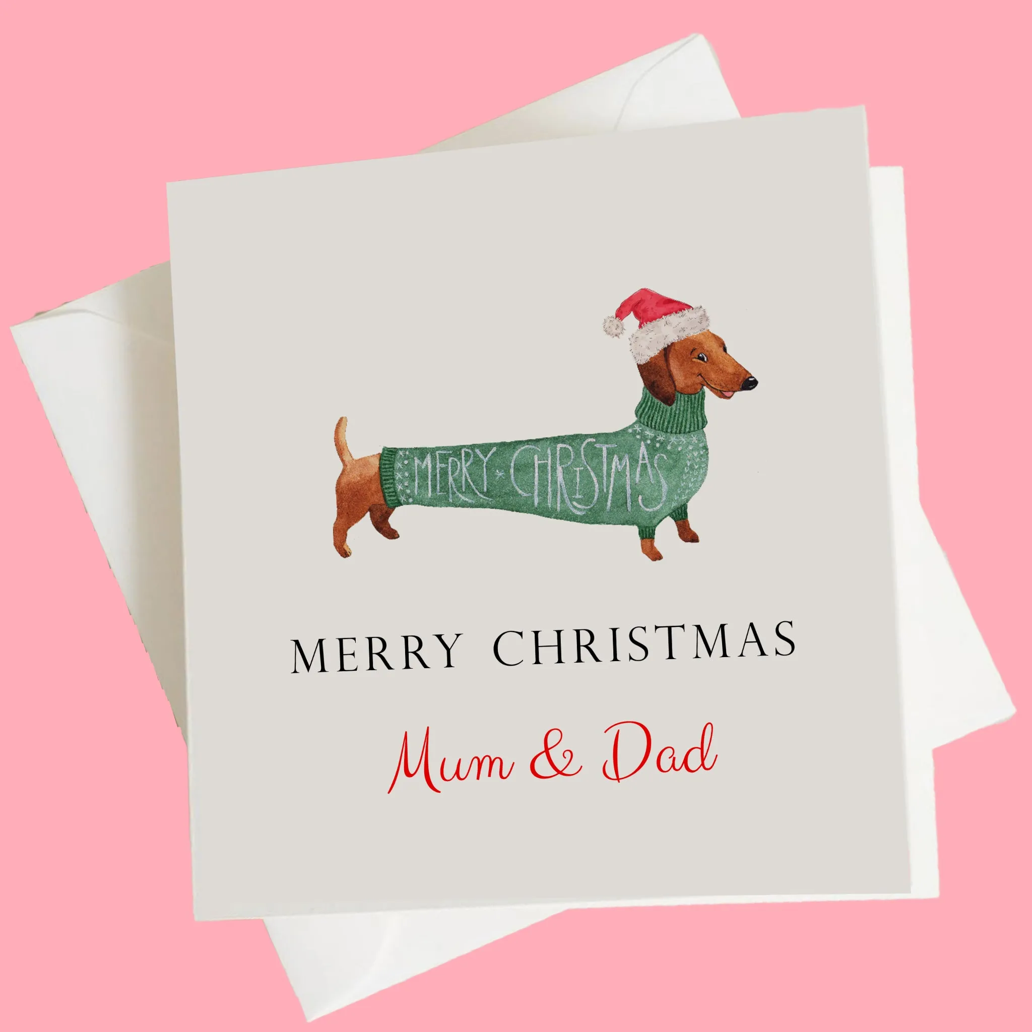 Personalised Christmas Card Daschund Dog