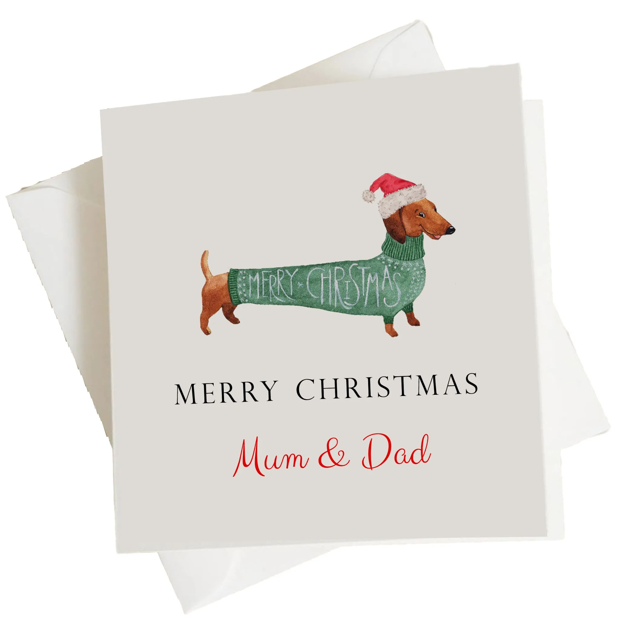 Personalised Christmas Card Daschund Dog