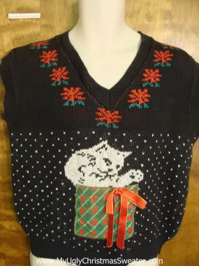 Playful Kitten Funny Christmas Sweater Vest