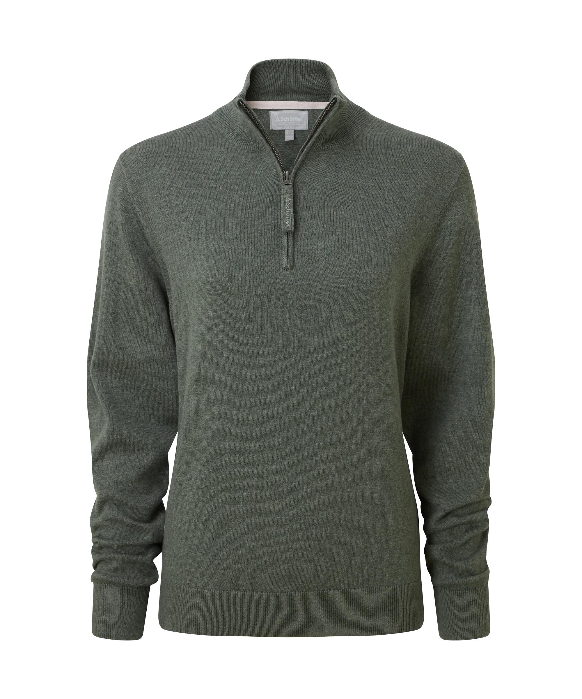 Polperro Quarter Zip Jumper - Country Green
