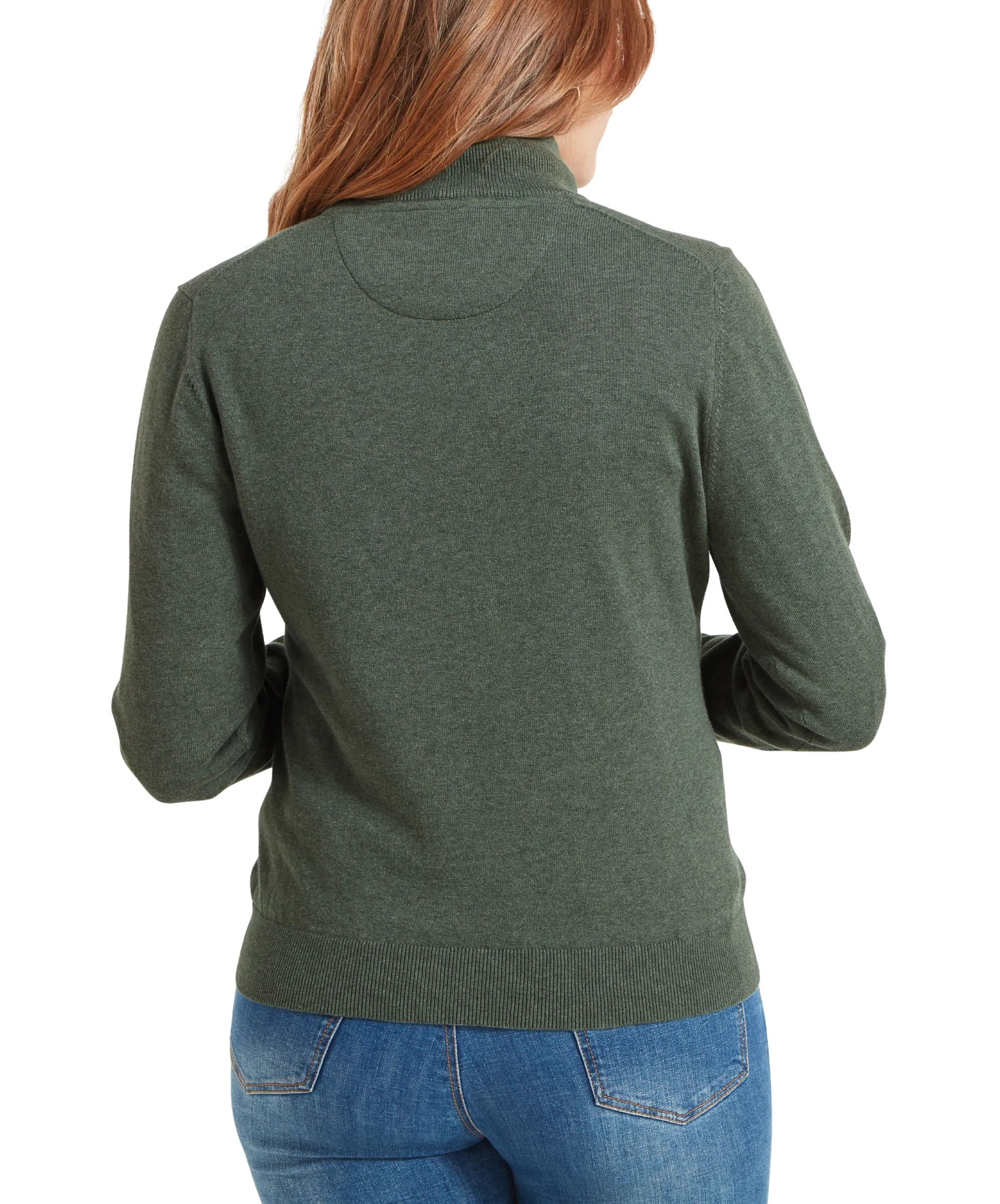 Polperro Quarter Zip Jumper - Country Green
