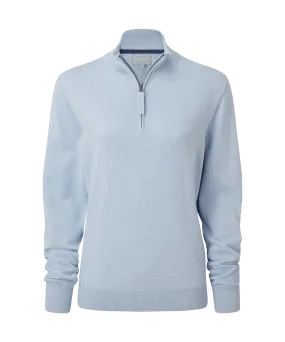 Polperro Quarter Zip Jumper - Pale Blue