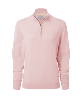 Polperro Quarter Zip Jumper - Pink Marl