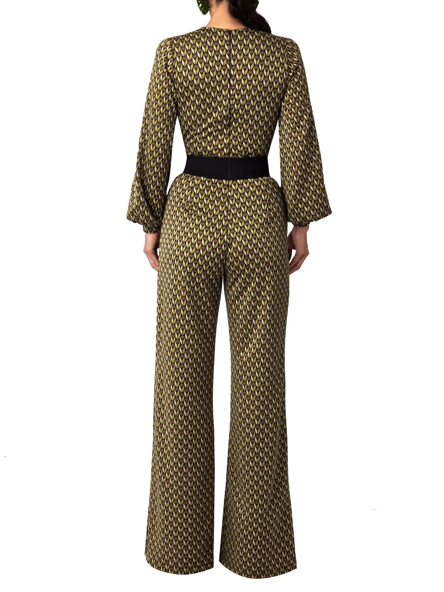 “Rebekah” Pattern & Black Contrast Jumpsuit
