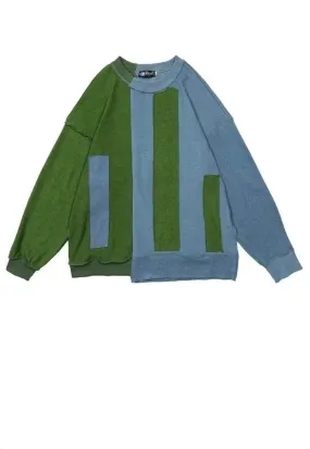 Reworked stitch sweater retro contrast patch knitwear jumper