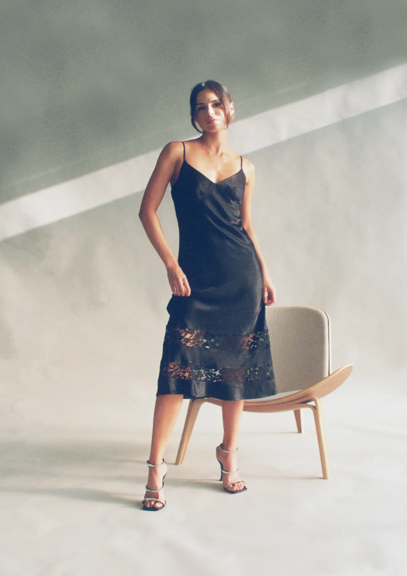 Silk Satin Crepe Slip Dress