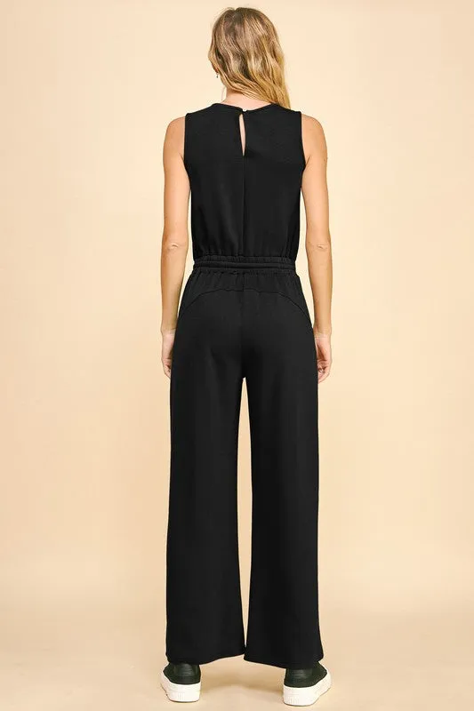 Solid Bodice Pocket Jumpsuit