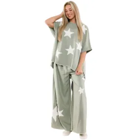 Star Patch Short Sleeve Top and Pants Set