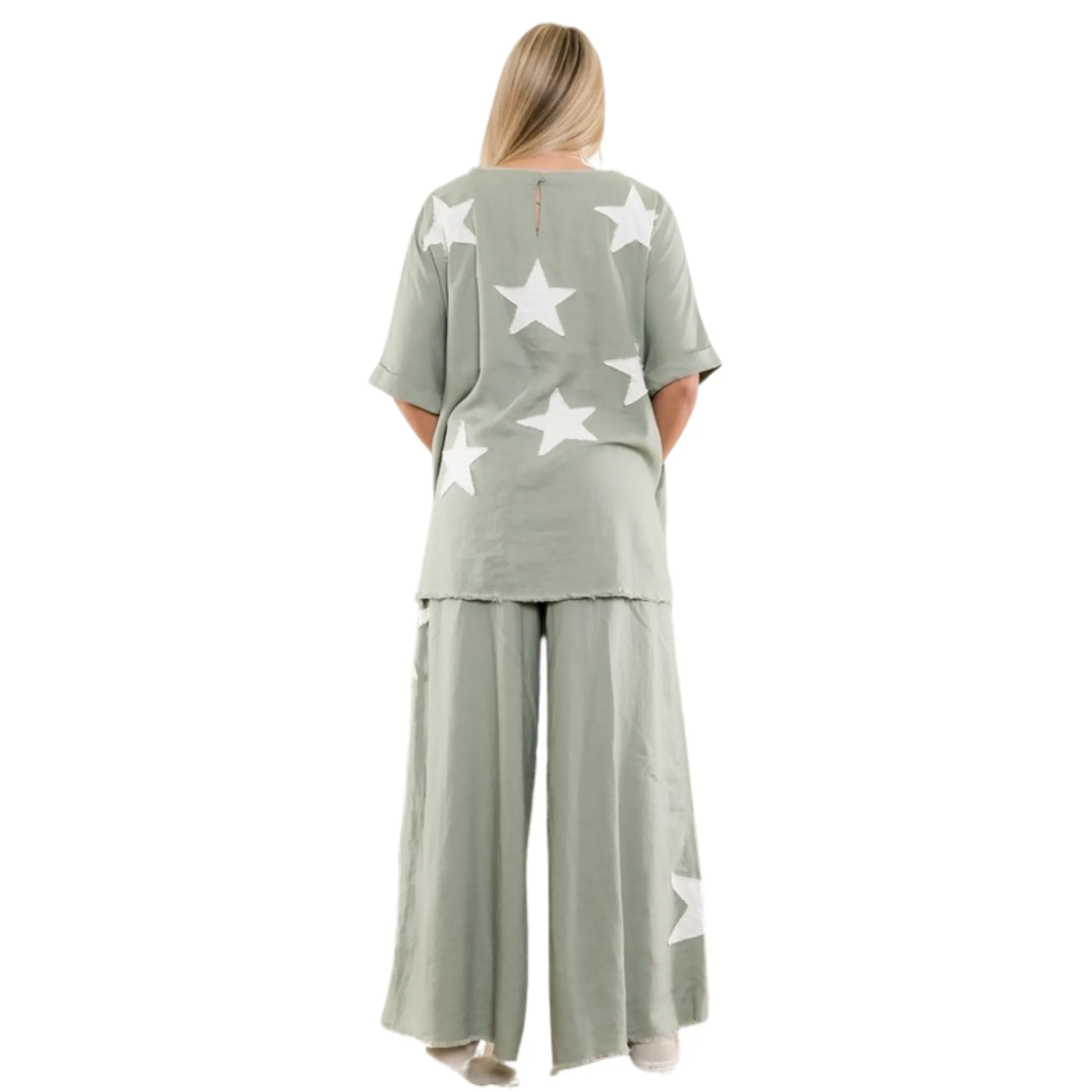 Star Patch Short Sleeve Top and Pants Set
