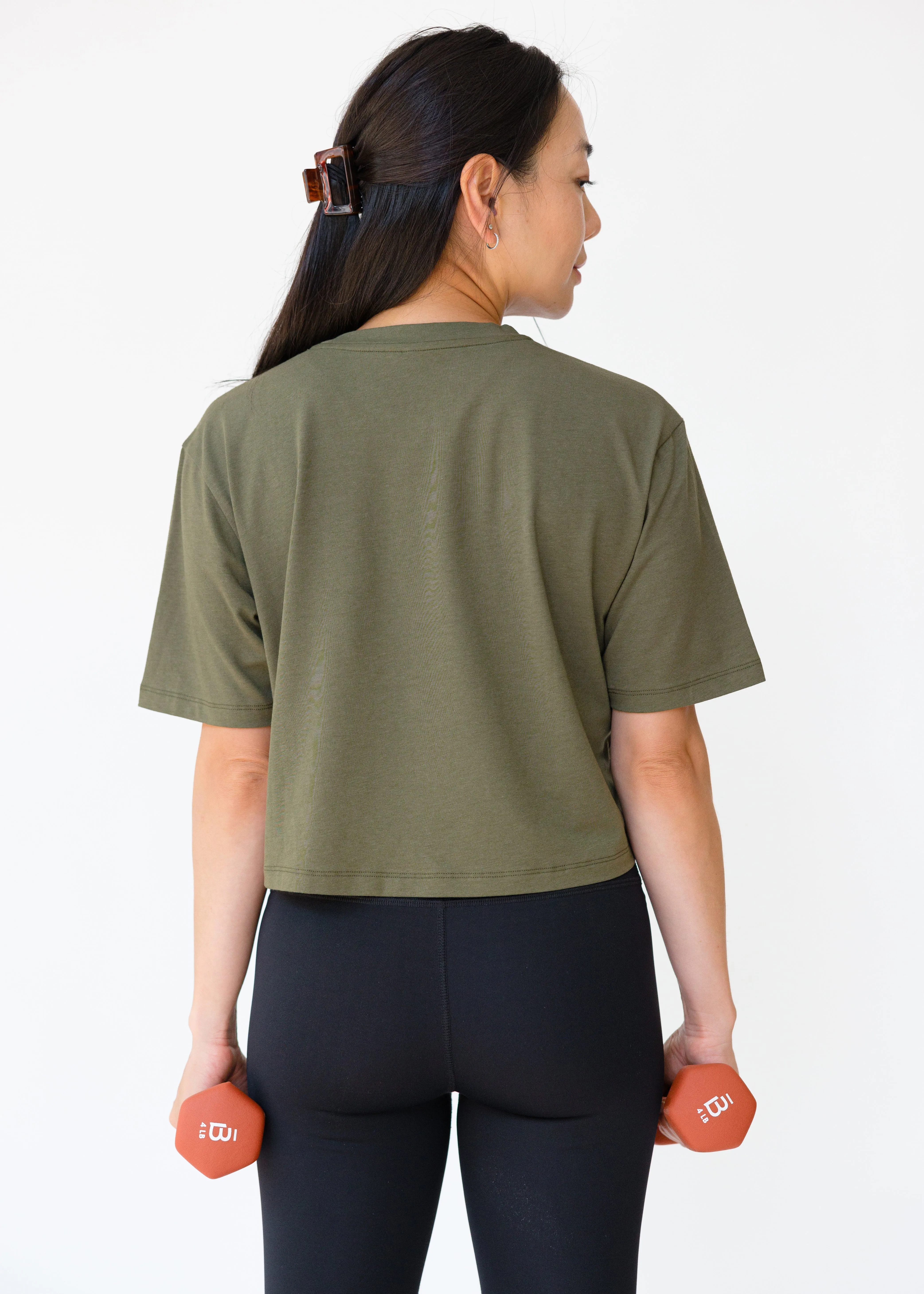 Stay In Oversized Crop Tee - Green Shadow