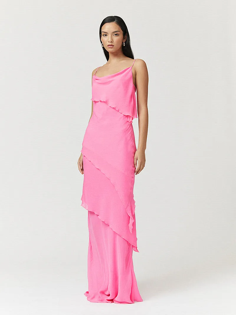 Tanya Strappy Cowl Neck Maxi Dress - Rose