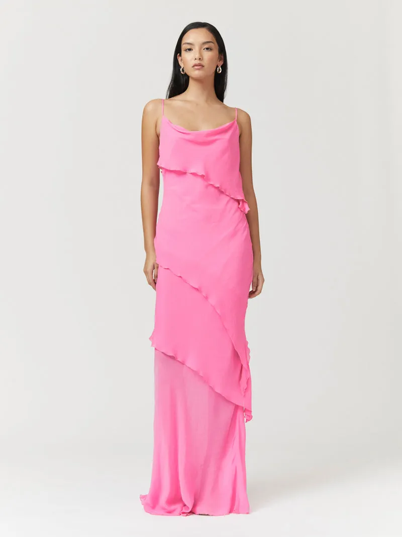 Tanya Strappy Cowl Neck Maxi Dress - Rose
