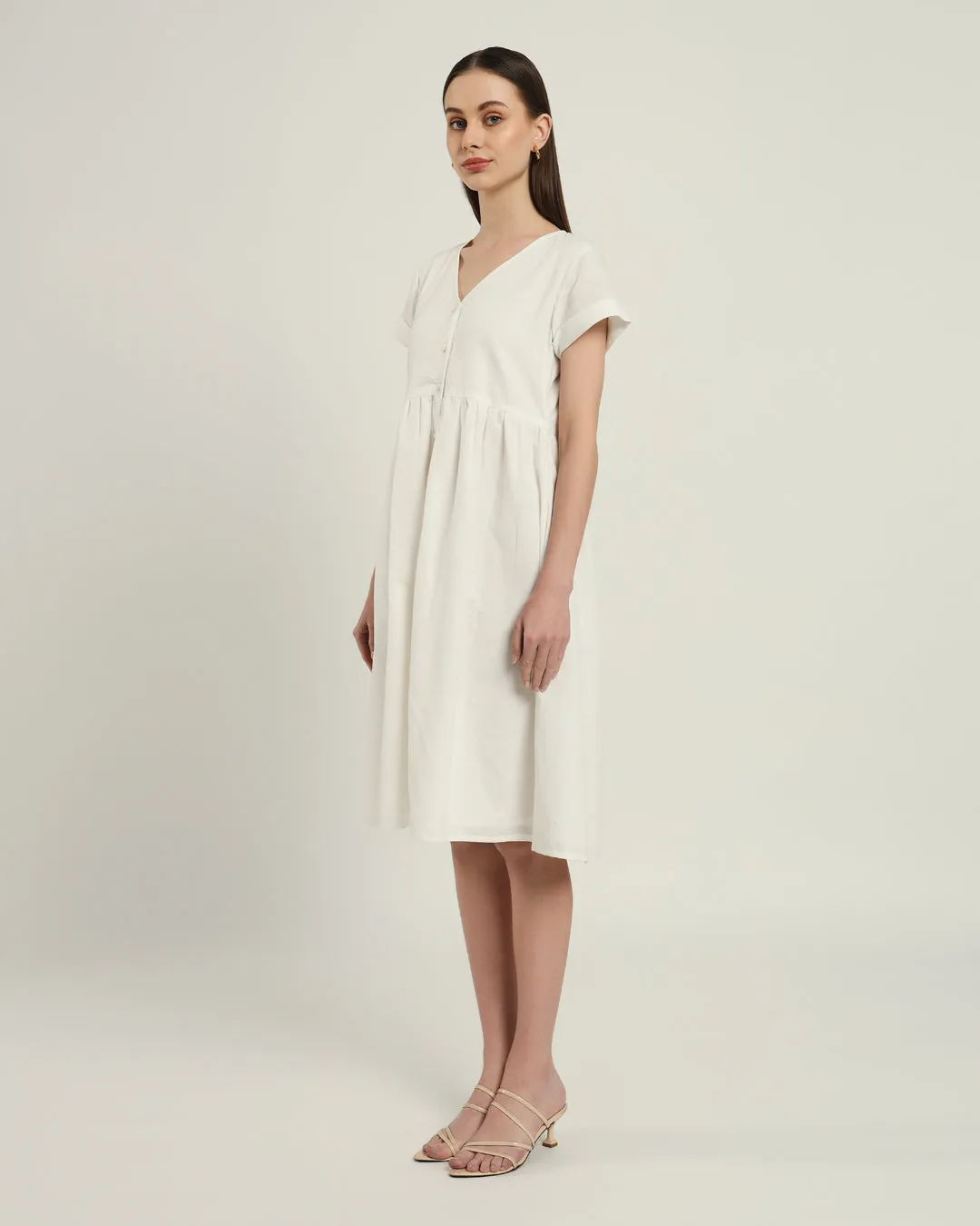 The Valence Daisy White Linen Dress