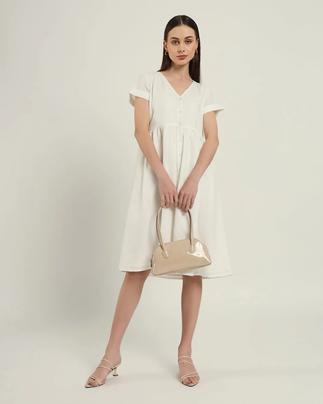 The Valence Daisy White Linen Dress