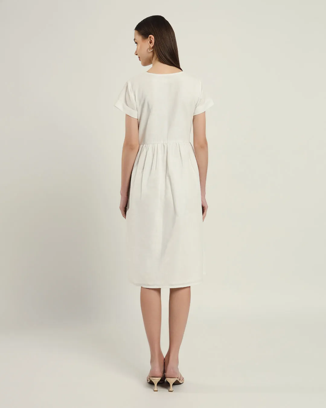 The Valence Daisy White Linen Dress